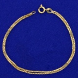 7 Inch Double Box Link Chain Bracelet In 14k Yellow Gold