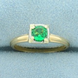 Vintage 1/2ct Chrome Tourmaline Solitaire Ring In 18k Yellow Gold With 18k White Gold Accents