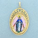 Double Sided Virgin Mary And Jesus Pendant In 10k Yellow Gold
