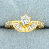 Unique Designer Cz Ring In 21k Yellow Gold