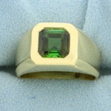 Men's 3ct Tsavorite Garnet Solitaire Ring In 18k Yellow Gold