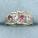 Pink Topaz, Garnet, & White Sapphire Ring In 14k White Gold