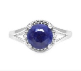 1.8ct Sapphire & Diamond Ring In Sterling Silver