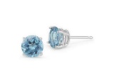 2ctw Sky Blue Topaz 4-prong Stud Earrings In Sterling Silver