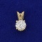 3/4ct Solitaire Diamond Pendant In 14k Yellow Gold