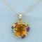 7ct Tw Multi-gemstone And Diamond Heart Necklace In 14k Yellow Gold