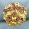Unique Pink Sapphire Flower Design Ring In 14k Yellow Gold