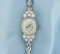 Antique Women's Diamond Elgin Watch In 14k White Gold