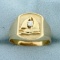 Men's Diamond Sailboat Ring In 14k Yellow Gold