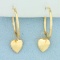 Heart Dangle Hoop Earrings In 14k Yellow Gold