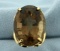 Huge 40ct Smokey Topaz Statement Ring In 18k Gold