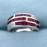 1.5ct Tw Ruby And Diamond Ring In 18k White Gold