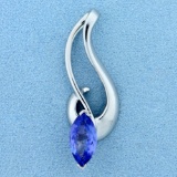 2ct Tanzanite Slide Or Pendant In 14k White Gold