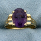 3ct Amethyst Solitaire Ring In 14k Yellow Gold