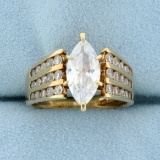 Marquise Cz Engagement Ring In 10k Yellow Gold