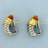 Citrine Earrings In 14k Yellow Gold And Sterling Silver