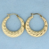 Twisting Design Hoop Earrings In 10k Yellow Gold