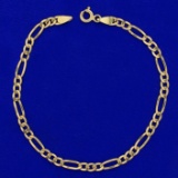 7 Inch Figaro Link Chain Bracelet In 14k Yellow Gold