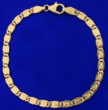 Italian Made Diamond Cut Designer Link Bracelet In 14k Yellow Gold