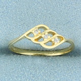 Petite Three Stone Diamond Ring In 14k Yellow Gold