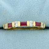 Ruby And Diamond Band Ring In 14k Yellow Gold