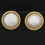 Mabe Pearl Earrings In 14k Yellow Gold