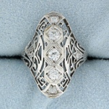 Antique 1/2ct Tw Old European Cut Diamond Ring In 14k White Gold