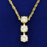 2.3ct Tw 3 Stone Diamond Journey Pendant On Chain In 14k Yellow Gold