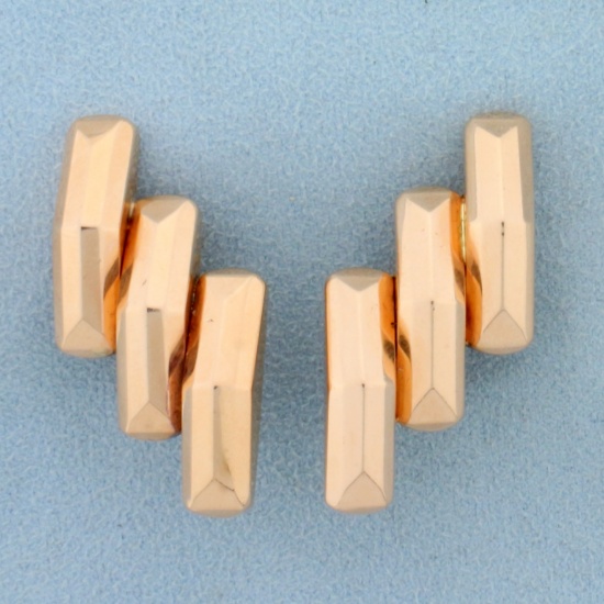 Vintage Art Deco Oversized Clip On Earrrings In 14k Rose Gold