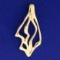 Large Modern Wave Design Pendant Or Slide In 14k Yellow Gold