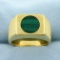 Heavy Men's Malachite Ring In 18k Yellow Gold