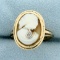 Vintage Diamond Cameo Ring In 14k Yellow Gold