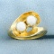 Vintage Cultured Pearl Ring In 14k Yellow Gold