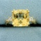 4ct Citrine And White Sapphire Ring In 10k Yellow Gold