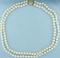 Vintage 22 Inch Double Strand Akoya Pearl Necklace With 14k Yellow Gold Clasp