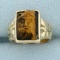 Vintage Color Changing Carved Gemstone Ring In 10k Yellow Gold