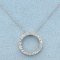 Circle Diamond Pendant And Chain In 10k White Gold