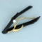 Vintage Maui Divers Black Coral And Pearl Pin In 14k Yellow Gold