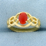 Vintage 1ct Carnelian Ring In 14k Yellow Gold