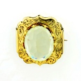 Antique 10ct White Topaz Pin In 14k Yellow Gold