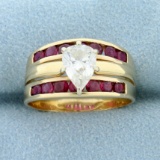 1.5ct Tw Diamond And Ruby Ring In 14k Yellow Gold