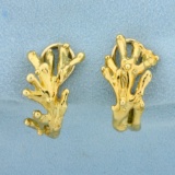 Gold Nature Tree Design Earrings For Non-pierced Ears In 14k Yellow Gold