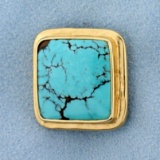 Turquoise Slide Or Pendant In 14k Yellow Gold