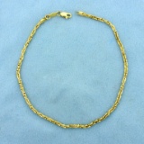 9 3/4 Inch Tinsel Link Anklet In 14k Yellow Gold