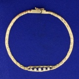 Italian-made Diamond Cobra Link Bracelet In 14k Yellow Gold