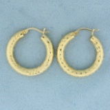 Diamond Cut Hoop Earrings In 14k Yellow Gold