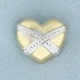 Heart Pendant Or Slide In 10k Yellow And White Gold