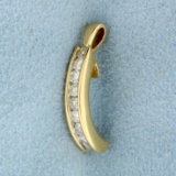 1/4ct Tw Diamond Half Hoop Pendant In 14k Yellow Gold