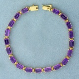 10ct Tw Amethyst Line Bracelet In 14k Yellow Gold