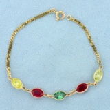 Multi-colored Topaz Bracelet In 14k Yellow Gold